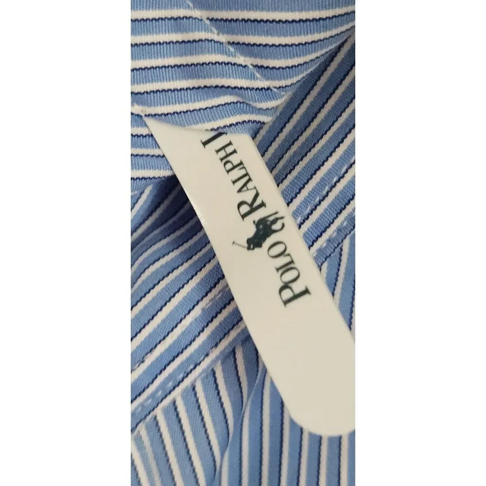 Polo by‎ Ralph Lauren CLASSIC FIT 32/33 blue white stripes button up shirt